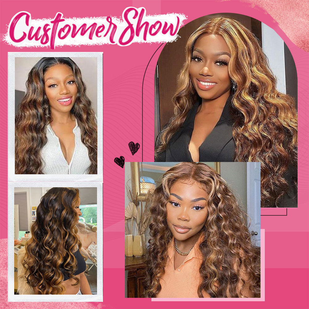 #4/27 Loose Deep Wave HD Lace Front Wigs Human Hair 200% Density Transparent Lace Frontal Wigs Pre Plucked With Baby Hair CVOHAIR