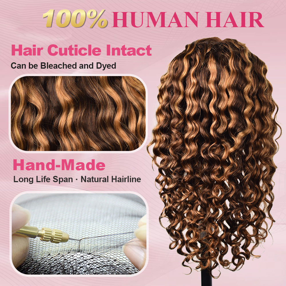 #4/27 Loose Deep Wave HD Lace Front Wigs Human Hair 200% Density Transparent Lace Frontal Wigs Pre Plucked With Baby Hair CVOHAIR