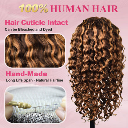 #4/27 Loose Deep Wave HD Lace Front Wigs Human Hair 200% Density Transparent Lace Frontal Wigs Pre Plucked With Baby Hair CVOHAIR