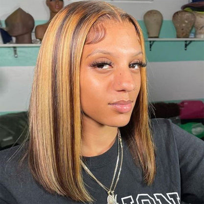 #4/27 Straight Bob Wig HD Lace Front Wigs Human Hair 180% Density Transparent Lace Frontal Wigs Pre Plucked With Baby Hair CVOHAIR