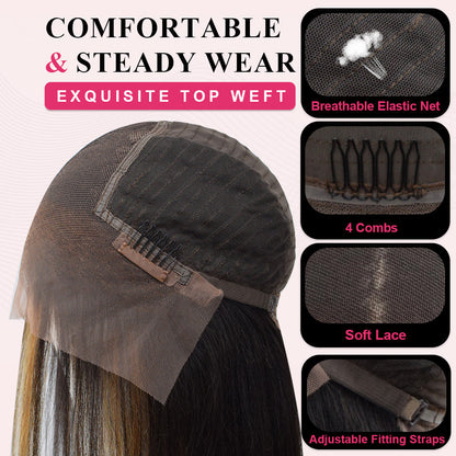 #4/27 Straight Bob Wig HD Lace Front Wigs Human Hair 180% Density Transparent Lace Frontal Wigs Pre Plucked With Baby Hair CVOHAIR