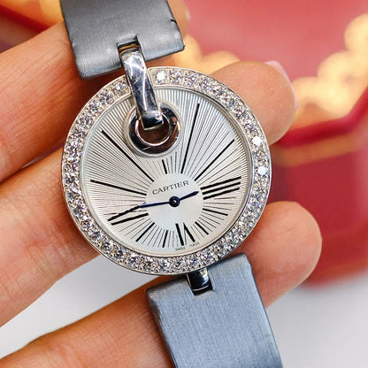 Carthttier 18K White Gold Captive 35mm Diamond Dial Ref 3120 Women Watch