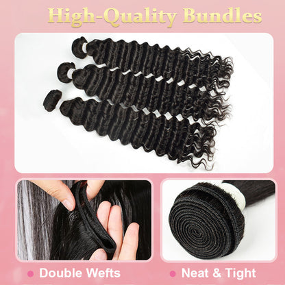 14A Deep Wave 100% Brazilian Virgin Human Hair Weave Bundles CVOHAIR