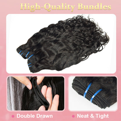 #1B Natural Wave Human Hair Bundles Brazilian Virgin Hair Bundles Weave Hair CVOHAIR