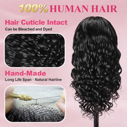 #1B Loose Wave HD Lace Front Wigs Human Hair 180% Density Transparent Lace Frontal Wigs Pre Plucked With Baby Hair CVOHAIR