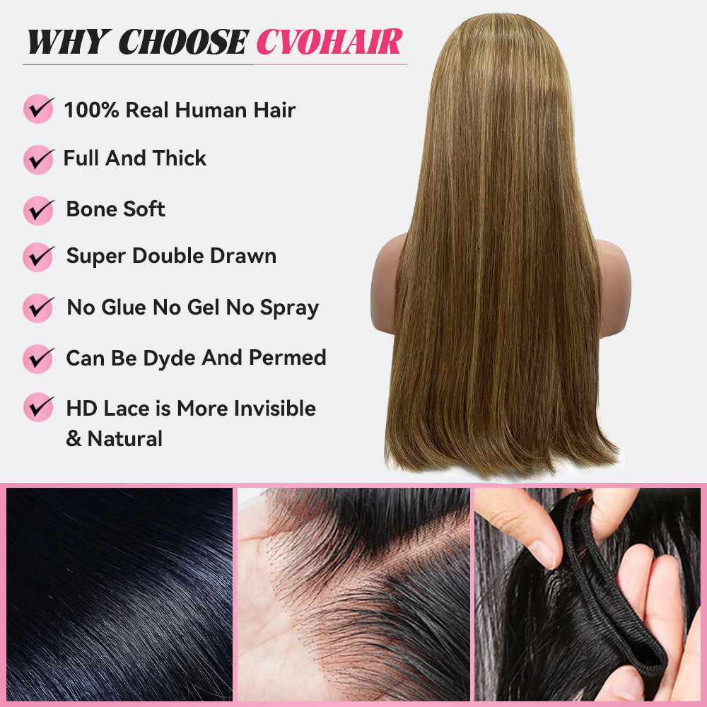 #4/27 Super Double Drawn 13*4 HD Lace Frontal Luxury Wig With Baby Hair CVOHAIR