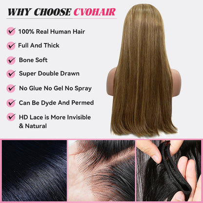 #4/27 Super Double Drawn 13*4 HD Lace Frontal Luxury Wig With Baby Hair CVOHAIR