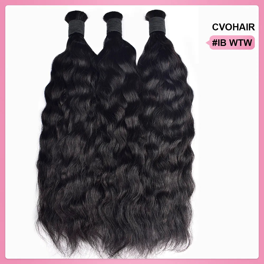 Natural Black Wet & Wavy Human Bulk Hair For Braiding CVOHAIR