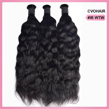 Natural Black Wet & Wavy Human Bulk Hair For Braiding CVOHAIR