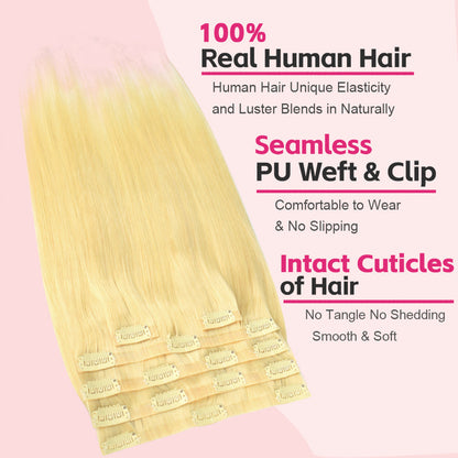 #613 6Pcs Straight Free Shipping Clip in Hair Extensions Real Human Hair PU Seamless Clip ins 120G CVOHAIR