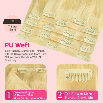 #613 6Pcs Straight Free Shipping Clip in Hair Extensions Real Human Hair PU Seamless Clip ins 120G CVOHAIR