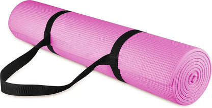 Fitvids All Purpose 1/4-Inch High Density Anti-Tear Exercise Yoga Mat with Carrying Strap, Multiple Colors