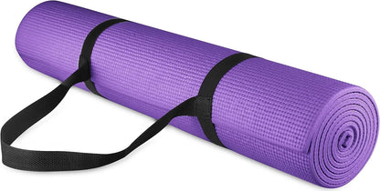 Fitvids All Purpose 1/4-Inch High Density Anti-Tear Exercise Yoga Mat with Carrying Strap, Multiple Colors