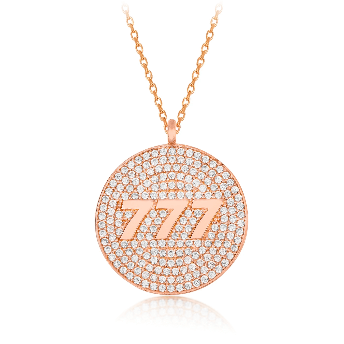 777 Angel Number Necklace Good Fortune Medallion