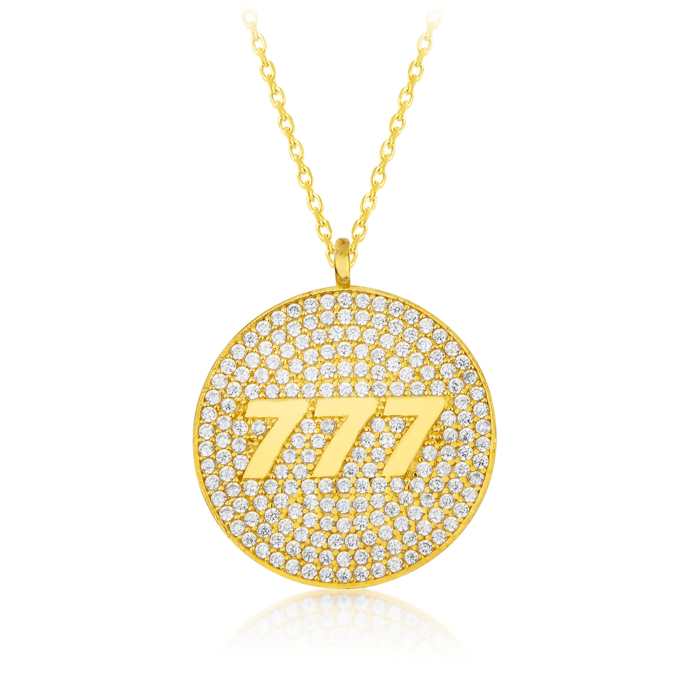777 Angel Number Necklace Good Fortune Medallion