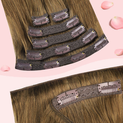 #7 Straight Free Shipping Clip in Hair Extensions Real Human Hair Invisible Lace Clip ins 6Pcs 110G CVOHAIR