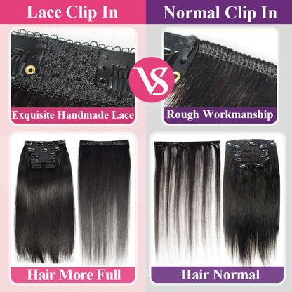 #7 Straight Free Shipping Clip in Hair Extensions Real Human Hair Invisible Lace Clip ins 6Pcs 110G CVOHAIR