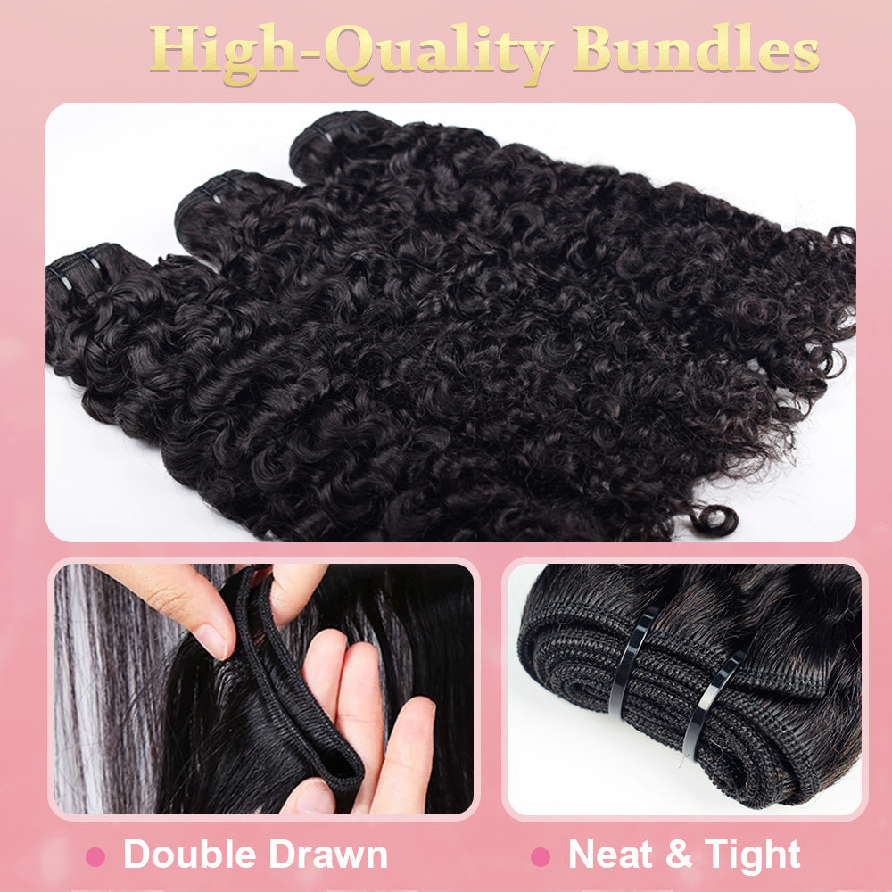 #1B Burmese Curly 10A Human Hair Bundles Virgin Hair 100% Unprocessed Weave Bundles Human Hair Double Weft CVOHAIR