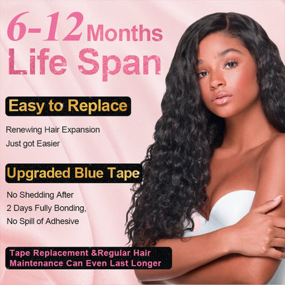 #1B Deep Curly Tape in Free Shipping Hair Extensions Human Hair 20pcs 50g/pack Seamless Skin Weft Hair CVOHAIR