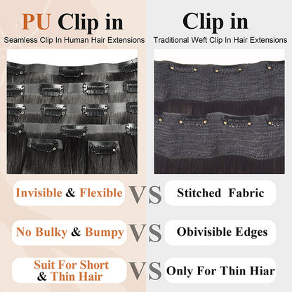 #1B 6Pcs Deep Wave Flash Sale Free Shipping PU Seamless Clip ins Hair Extensions Real Human Hair 120G CVOHAIR