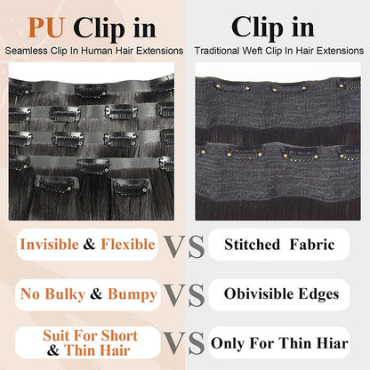 #1B 6Pcs Italian Curly PU Seamless Clip ins Flash Sale Free Shipping Hair Extensions Real Human Hair 120G CVOHAIR