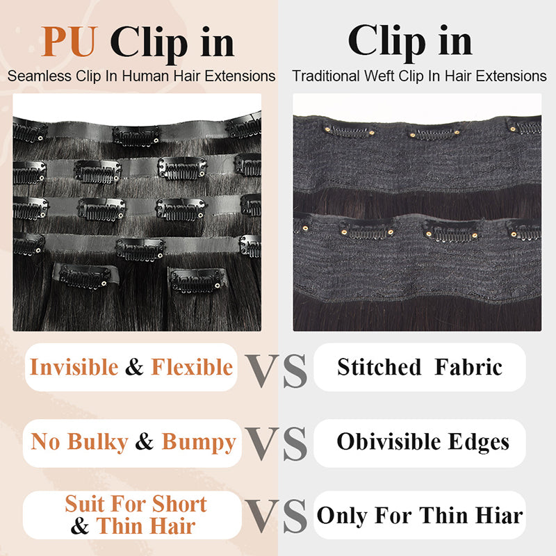 #1B 6Pcs Kinky Curly Flash Sale Free Shipping PU Seamless Clip ins Hair Extensions Real Human Hair 120G CVOHAIR