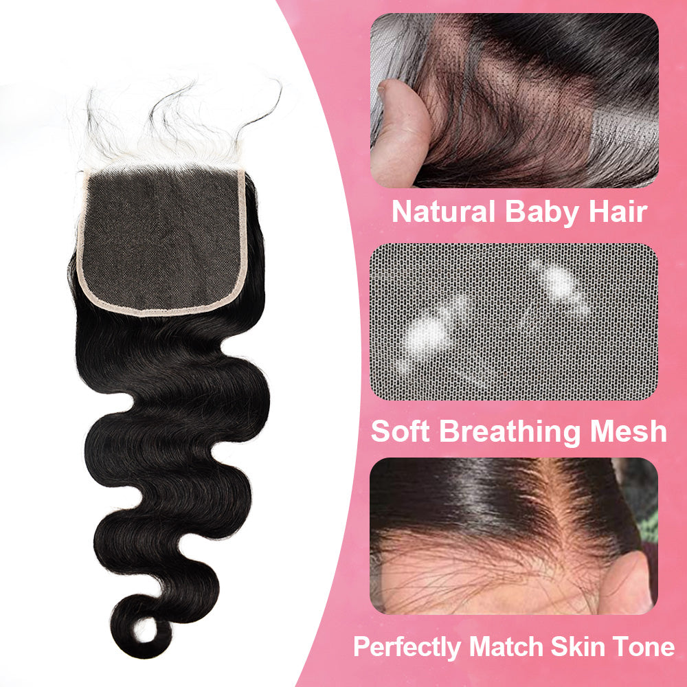 #1B Body Wave HD Lace Closure Natural Looking Cvohair