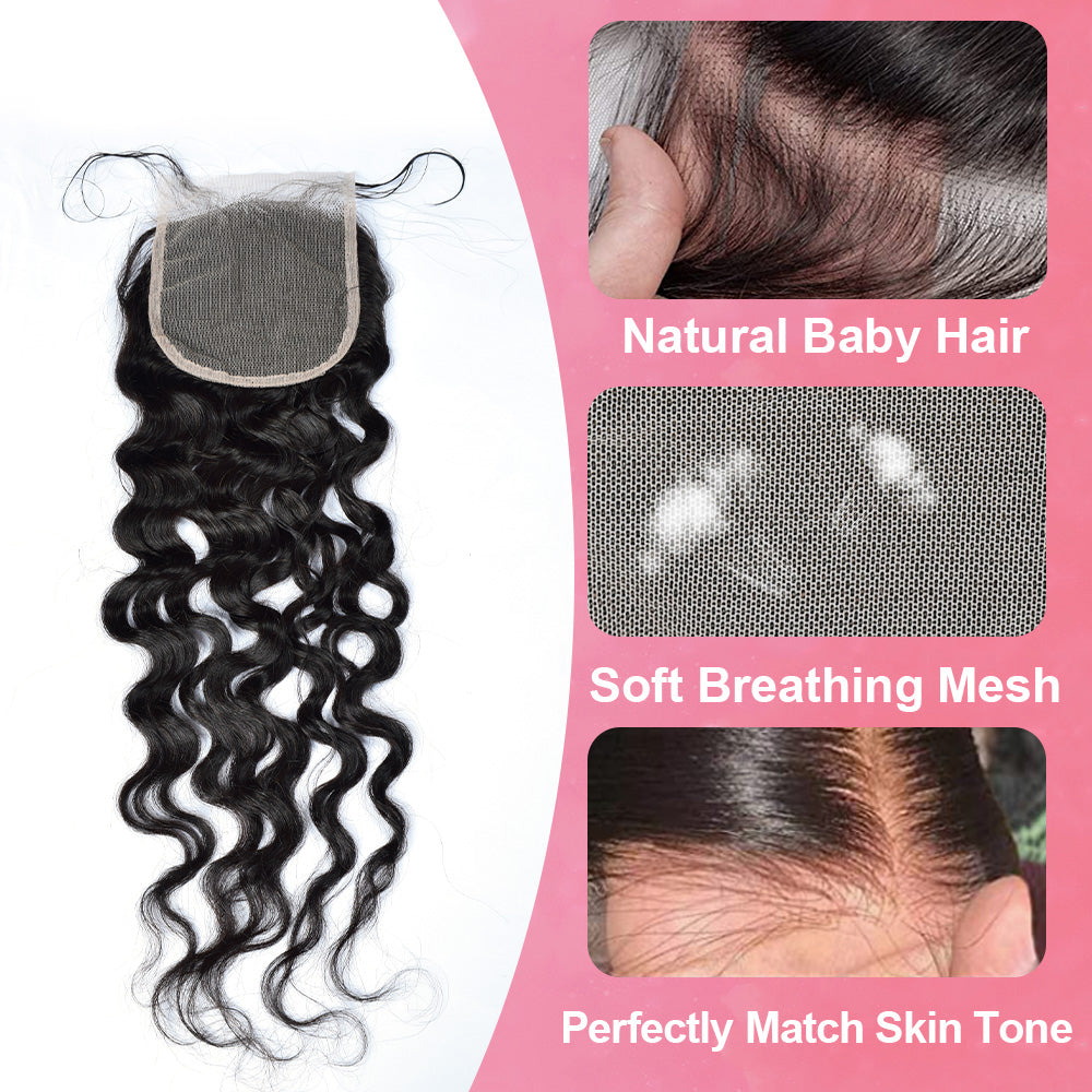 #1B Water Wave HD Lace Closure  Natural Looking Cvohair