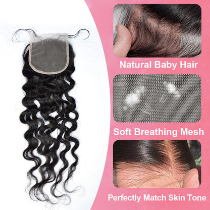 #1B Water Wave HD Lace Closure  Natural Looking Cvohair