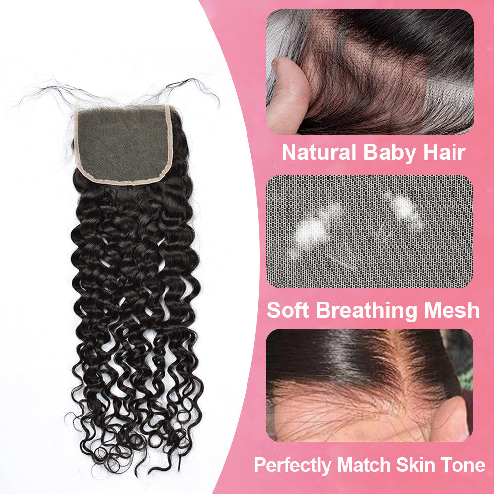 Italian Curly #1B HD Lace Closure  Human Hair Cvohair