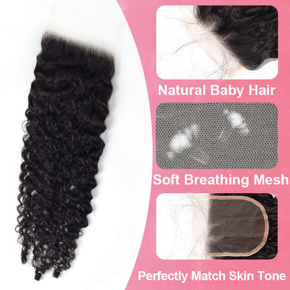 Burmese Curly Lace Closure Pre Plucked Natural Hairline With Baby Hair Cvohair