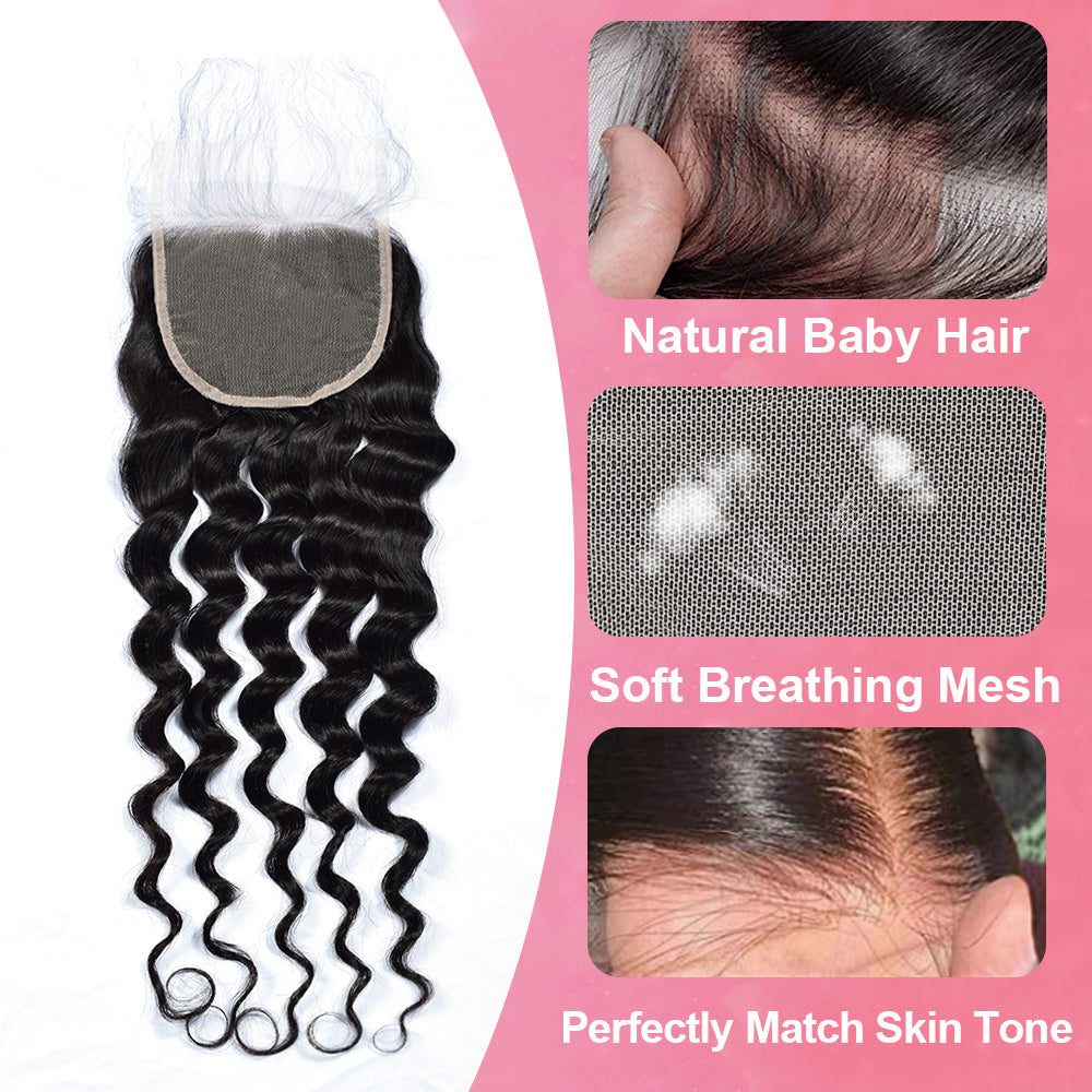 #1B Loose Deep Wave HD Lace Closure  Natural Looking Cvohair