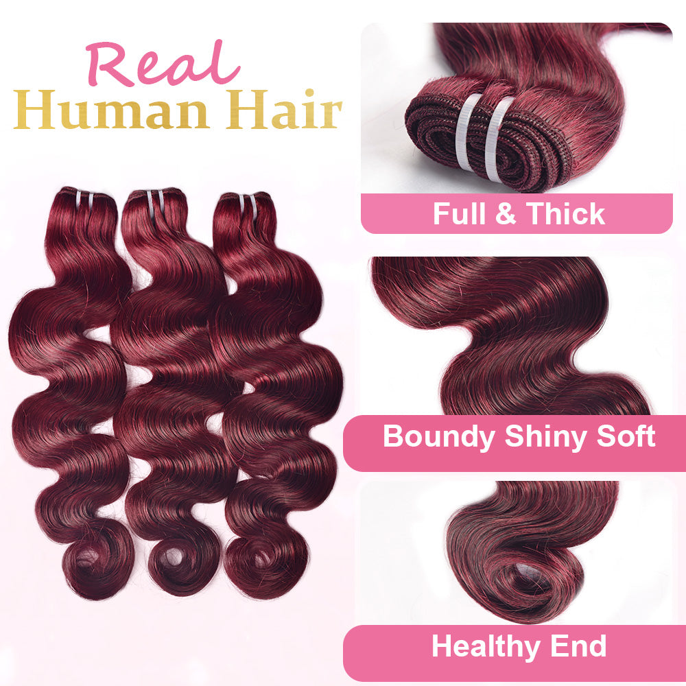 #99J Body Wave 10A Bundles Virgin Hair 100% Unprocessed Weave Human Hair Double Weft CVOHAIR