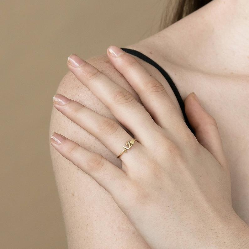 Custom Initial Ring in Sterling Silver Stackable Jewelry