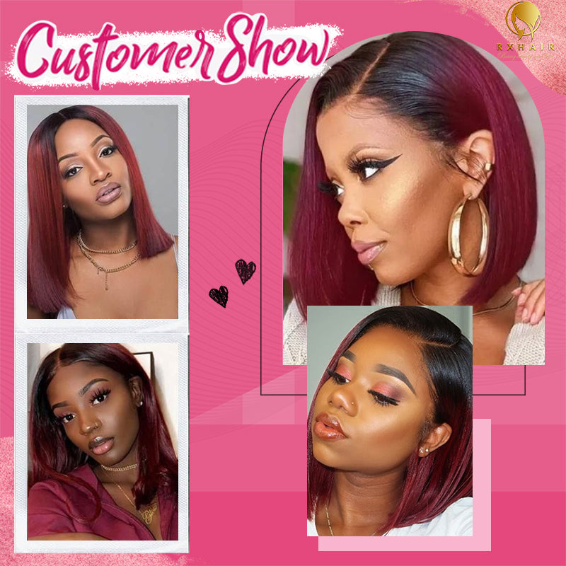 #99J Bob Straight HD Lace Front Wigs Human Hair 180% Density Transparent Lace Frontal Wigs Pre Plucked With Baby Hair CVOHAIR