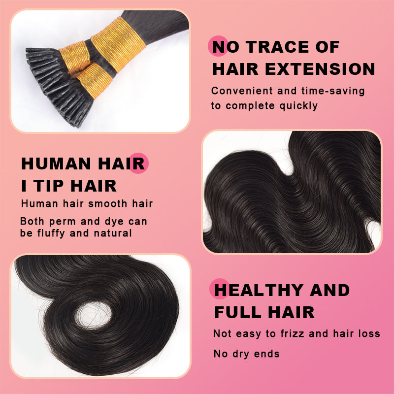 Body Wave I Tip Free Shipping Hair Extensions 100% Real Human Hair 100g CVOHAIR