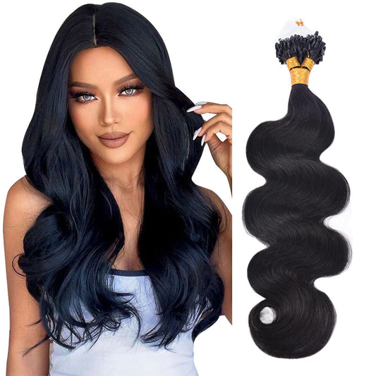 Natural Black Body Wave Free Shipping Mirco Ring Hair Extension 100% Real Human Hair CVOHAIR