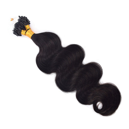 Natural Black Body Wave Free Shipping Mirco Ring Hair Extension 100% Real Human Hair CVOHAIR