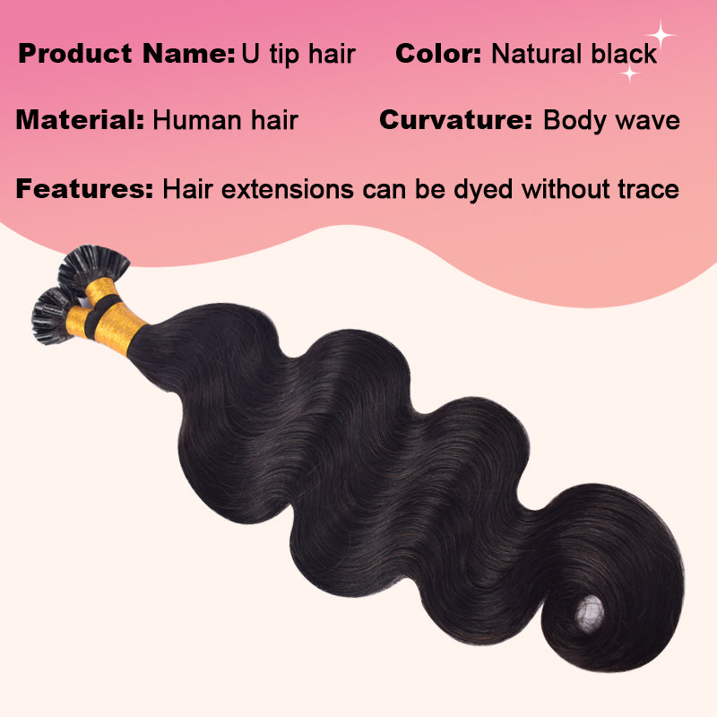 Body Wave U-Tip Hair Extensions Free Shipping 100% Real Human Hair 100g CVOHAIR