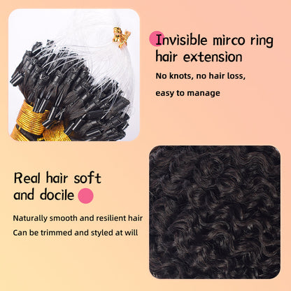 Natural Black Deep Curly Free Shipping Mirco Ring Hair Extension 100% Real Human Hair CVOHAIR