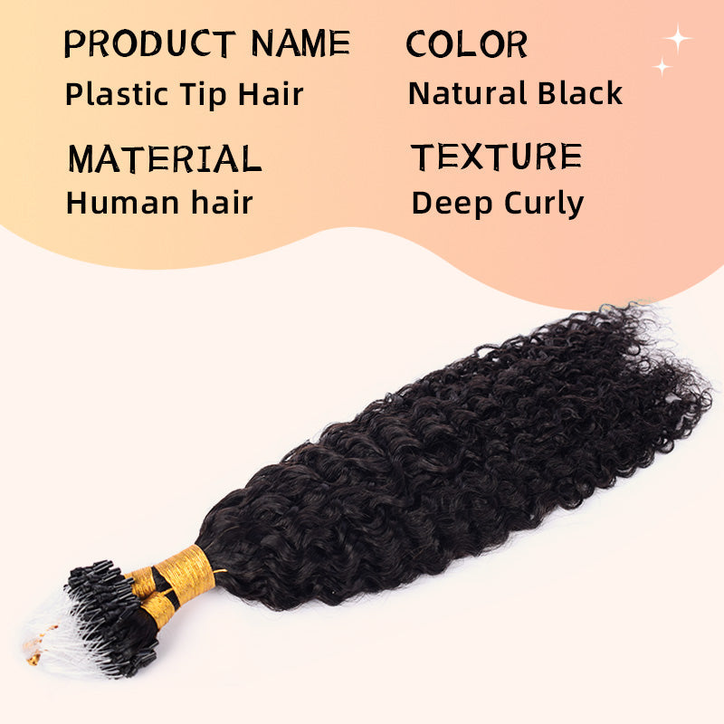 Natural Black Deep Curly Free Shipping Mirco Ring Hair Extension 100% Real Human Hair CVOHAIR
