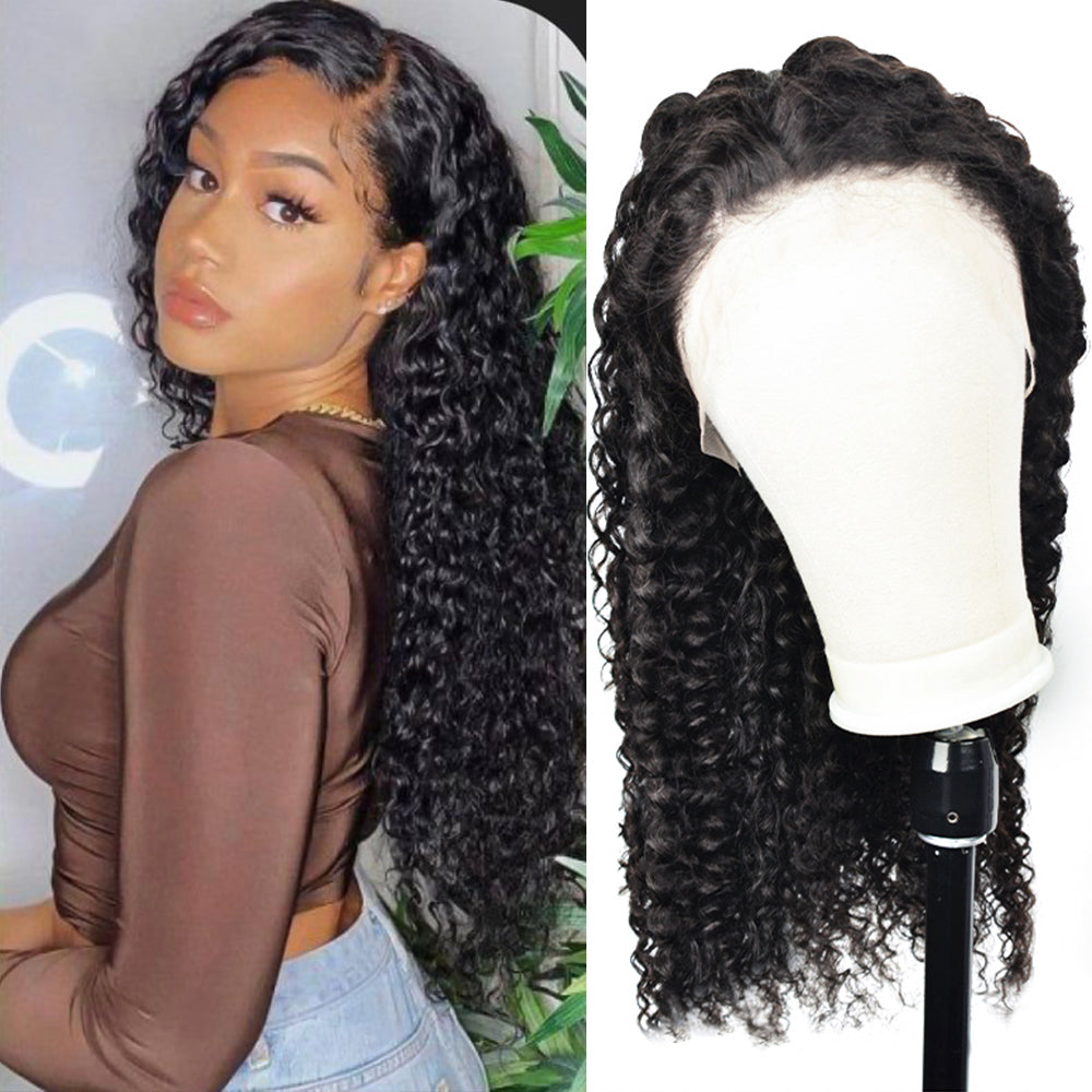 #1B Deep Curly HD Lace Front Wigs Human Hair 180% Density Transparent Lace Frontal Wigs Pre Plucked With Baby Hair CVOHAIR