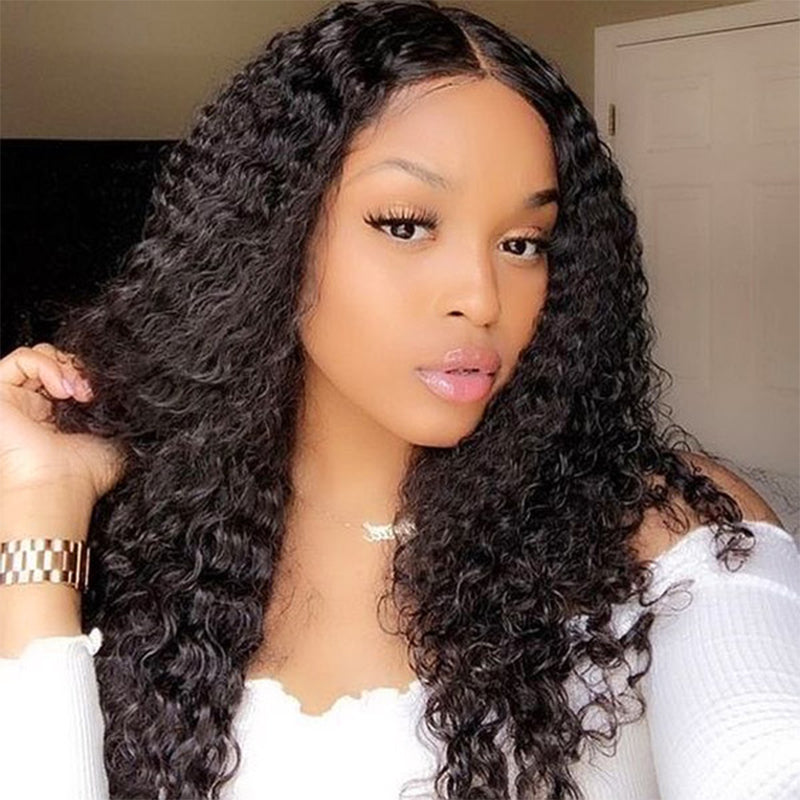 #1B Deep Curly HD Lace Front Wigs Human Hair 180% Density Transparent Lace Frontal Wigs Pre Plucked With Baby Hair CVOHAIR