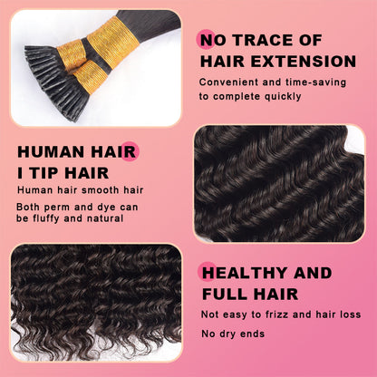 Deep Wave I Tip Free Shipping Hair Extensions 100% Real Human Hair 100g CVOHAIR