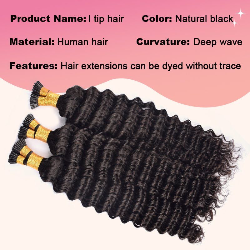 Deep Wave I Tip Free Shipping Hair Extensions 100% Real Human Hair 100g CVOHAIR