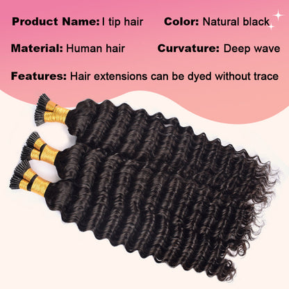 Deep Wave I Tip Free Shipping Hair Extensions 100% Real Human Hair 100g CVOHAIR