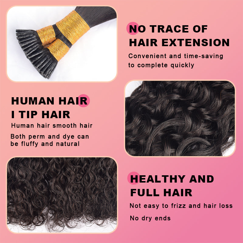 Italian Curly I Tip Free Shipping Hair Extensions 100% Real Human Hair 100g CVOHAIR