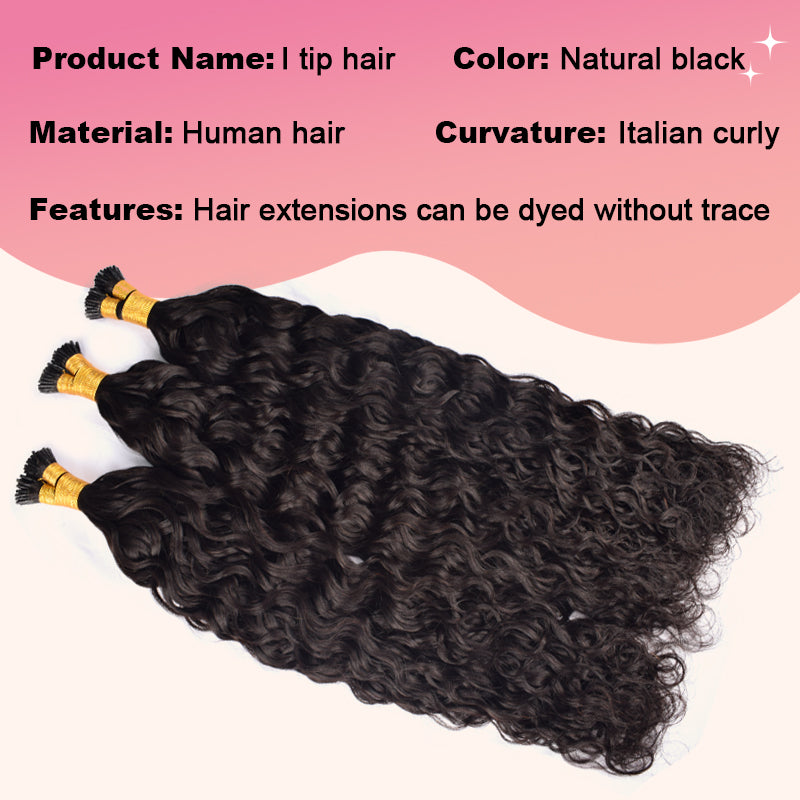 Italian Curly I Tip Free Shipping Hair Extensions 100% Real Human Hair 100g CVOHAIR