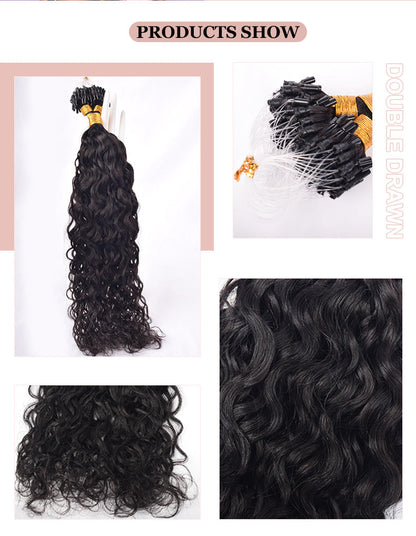 Natural Black Italian Curly Free Shipping Mirco Ring Hair Extension 100% Real Human Hair CVOHAIR