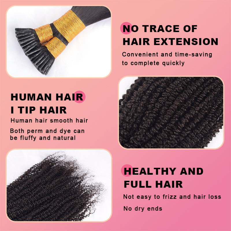 Kinky Curly I Tip Free Shipping Hair Extensions 100% Real Human Hair 100g CVOHAIR